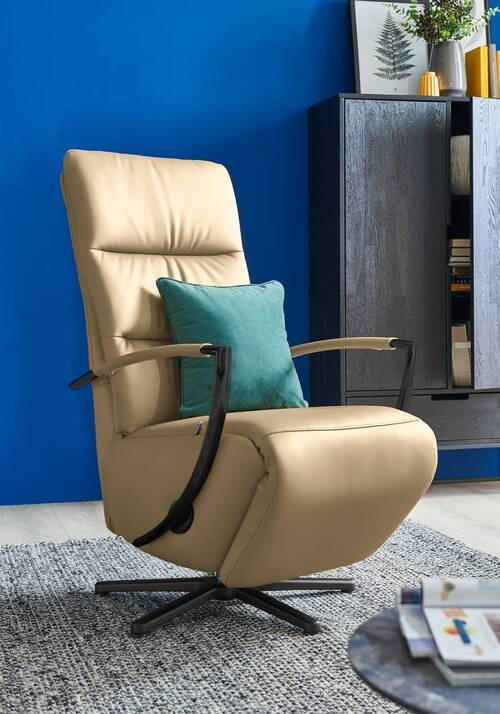 RELAXSESSEL in Leder Cappuccino  - Schwarz/Cappuccino, Design, Leder/Metall (64/112/80cm) - Cantus