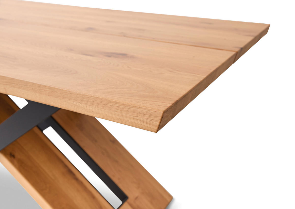 ESSTISCH Wildeiche massiv rechteckig Schwarz, Wildeiche  - Wildeiche/Schwarz, Design, Holz/Metall (160/90/76cm) - Koinor