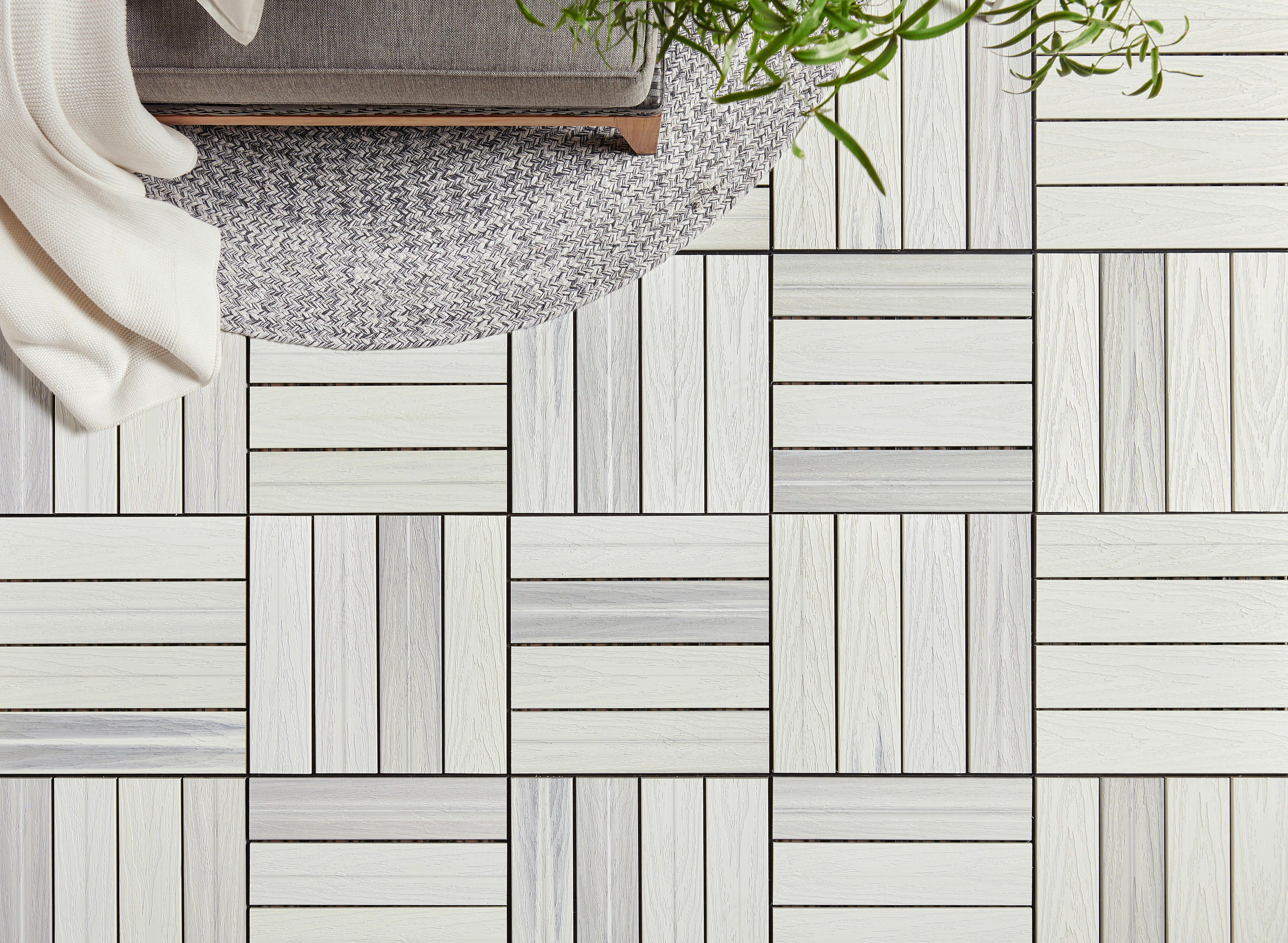 TERRASSENFLIESE 11 Stück  - Weiß, Basics, Holzwerkstoff/Kunststoff (30/30/2,4cm) - Ambia Garden