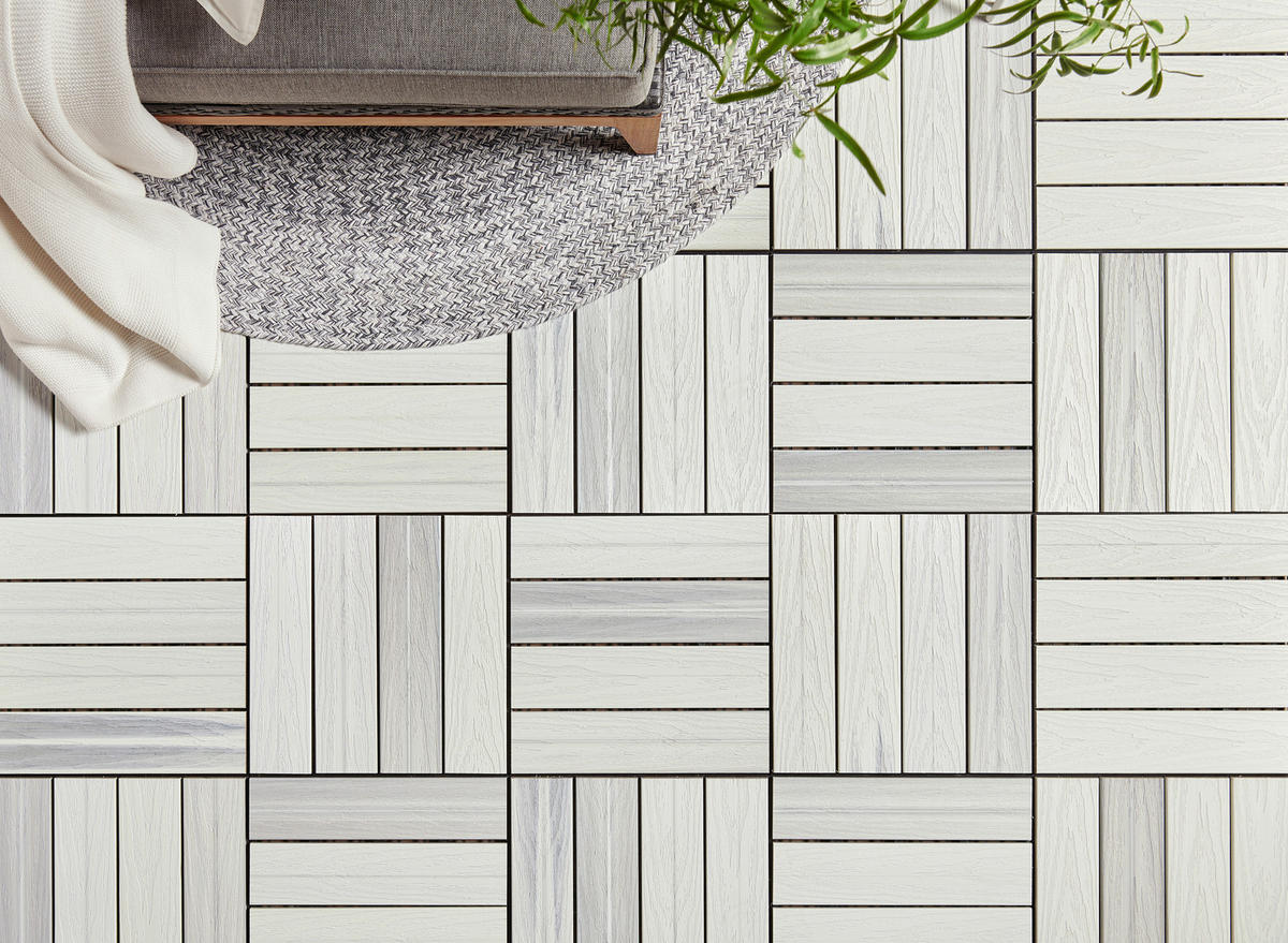 TERRASSENFLIESE 11 Stück  - Weiss, Basics, Holzwerkstoff/Kunststoff (30/30/2,4cm) - Ambia Garden