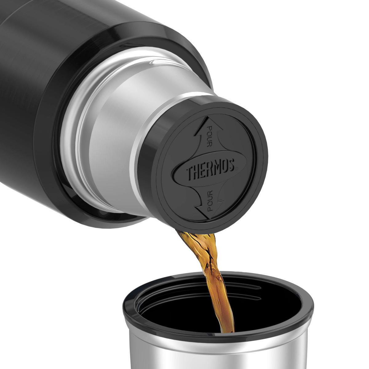 ISOLIERFLASCHE STAINLESS KING 0,47 L  - Schwarz Hochglanz, Metall (0,47l) - Thermos