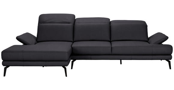 ECKSOFA in Echtleder Dunkelbraun  - Dunkelbraun/Schwarz, Design, Leder/Metall (184/288cm) - Novel