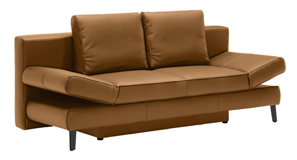 SCHLAFSOFA Echtleder Braun  - Schwarz/Braun, Design, Leder/Metall (200/85/90cm) - Novel