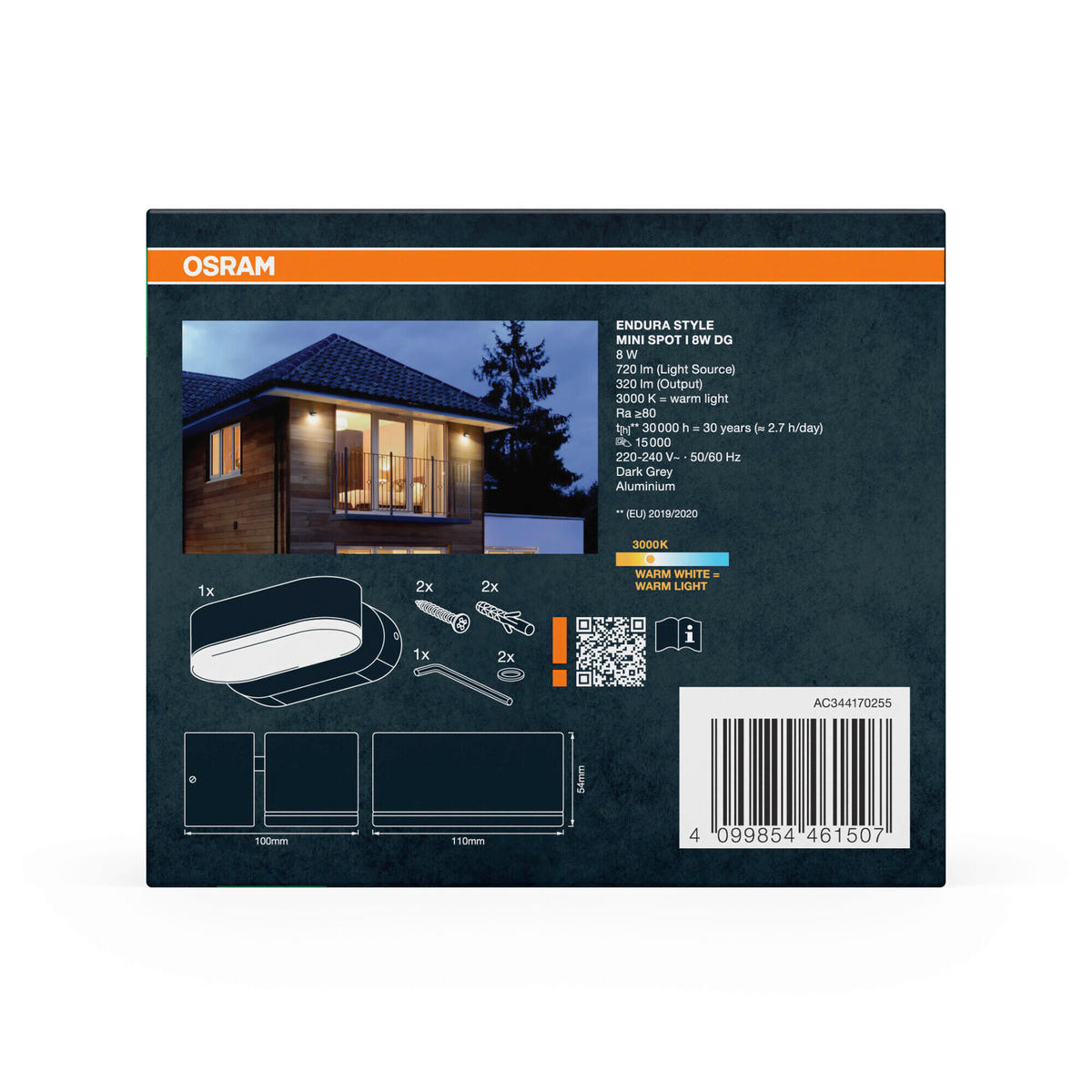 LED-AUßENLEUCHTE 10/11/5,4 cm   - Dunkelgrau, Basics, Kunststoff/Metall (10/11/5,4cm) - Osram