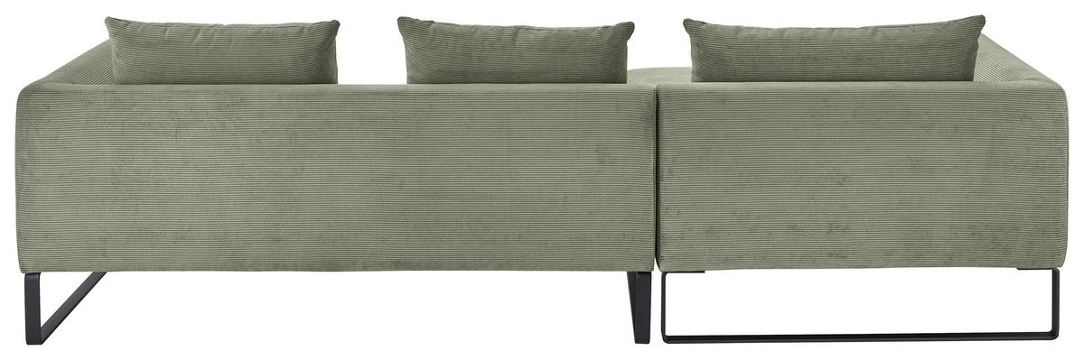 ECKSOFA in Feincord Olivgrün  - Schwarz/Olivgrün, Konventionell, Textil/Metall (178/284cm) - Hom`in