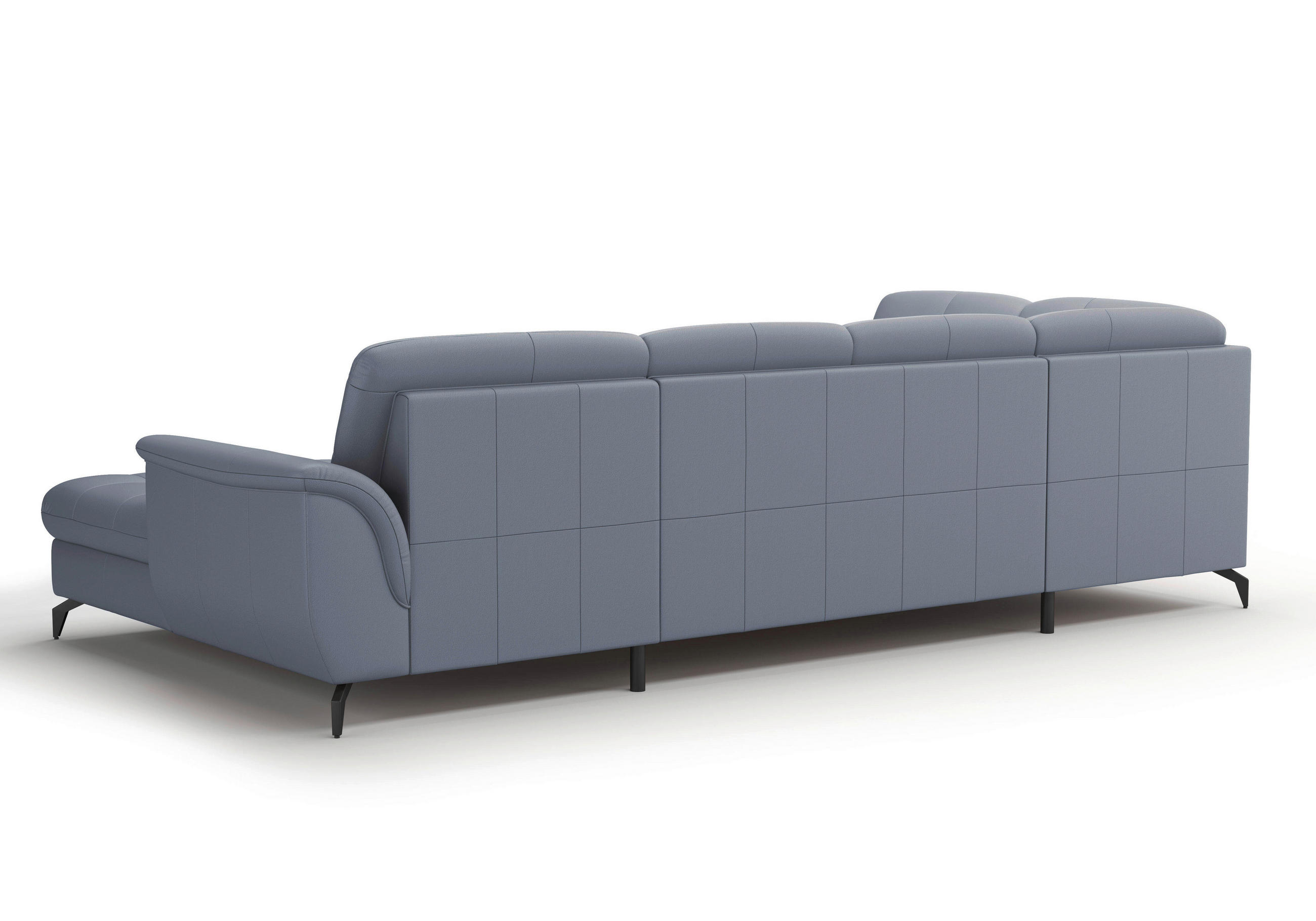 WOHNLANDSCHAFT Graublau Echtleder  - Graublau/Schwarz, MODERN, Leder/Metall (212/319/164cm) - Sit & More
