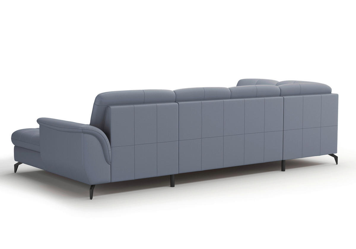 WOHNLANDSCHAFT Graublau Echtleder  - Graublau/Schwarz, MODERN, Leder/Metall (212/319/164cm) - Sit & More