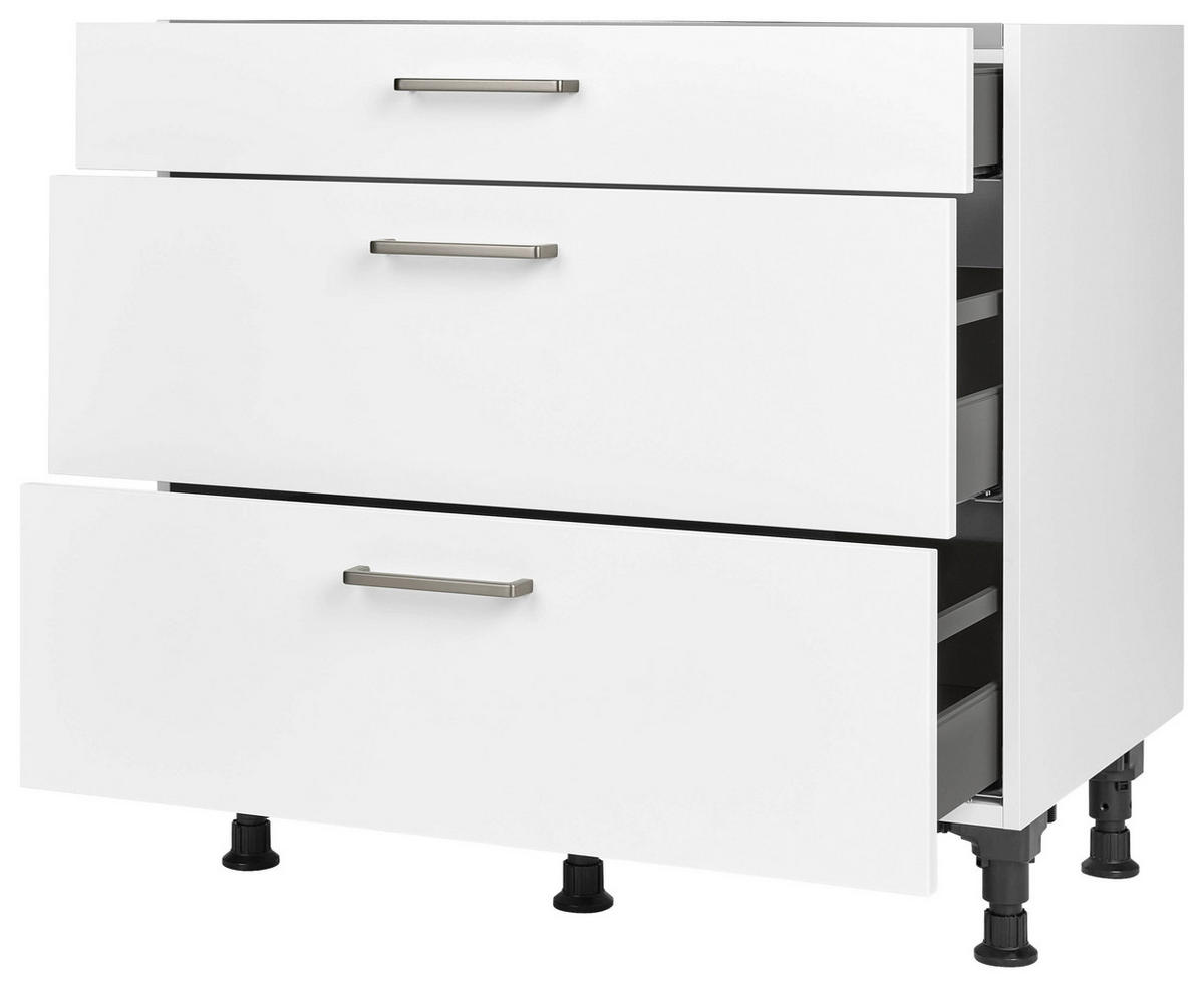 KOCHFELDUMBAUSCHRANK 90/87/56 cm  in Weiß  - Edelstahlfarben/Weiß, MODERN, Holzwerkstoff/Metall (90/87/56cm) - Nobilia
