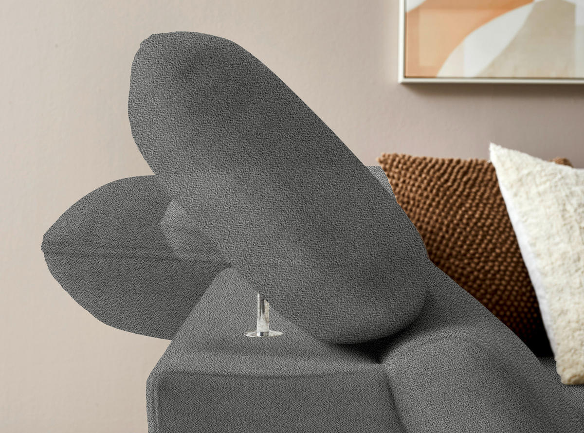 ECKSOFA in Flachgewebe Grau  - Eichefarben/Grau, Modern, Holz/Textil (212/287cm) - Valnatura