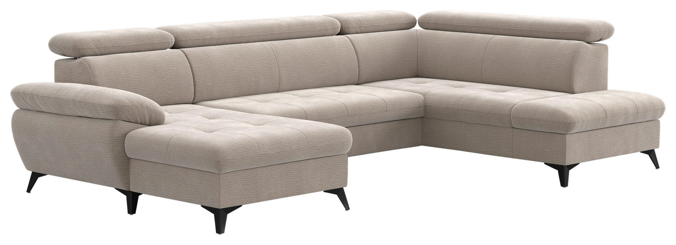 SAROKGARNITÚRA textil bézs  - bézs/fekete, textil/fém (166/324/207cm) - Welnova