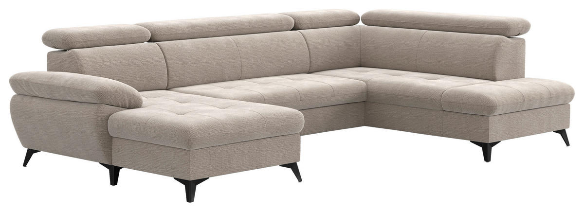 SAROKGARNITÚRA textil bézs  - bézs/fekete, textil/fém (166/324/207cm) - Welnova