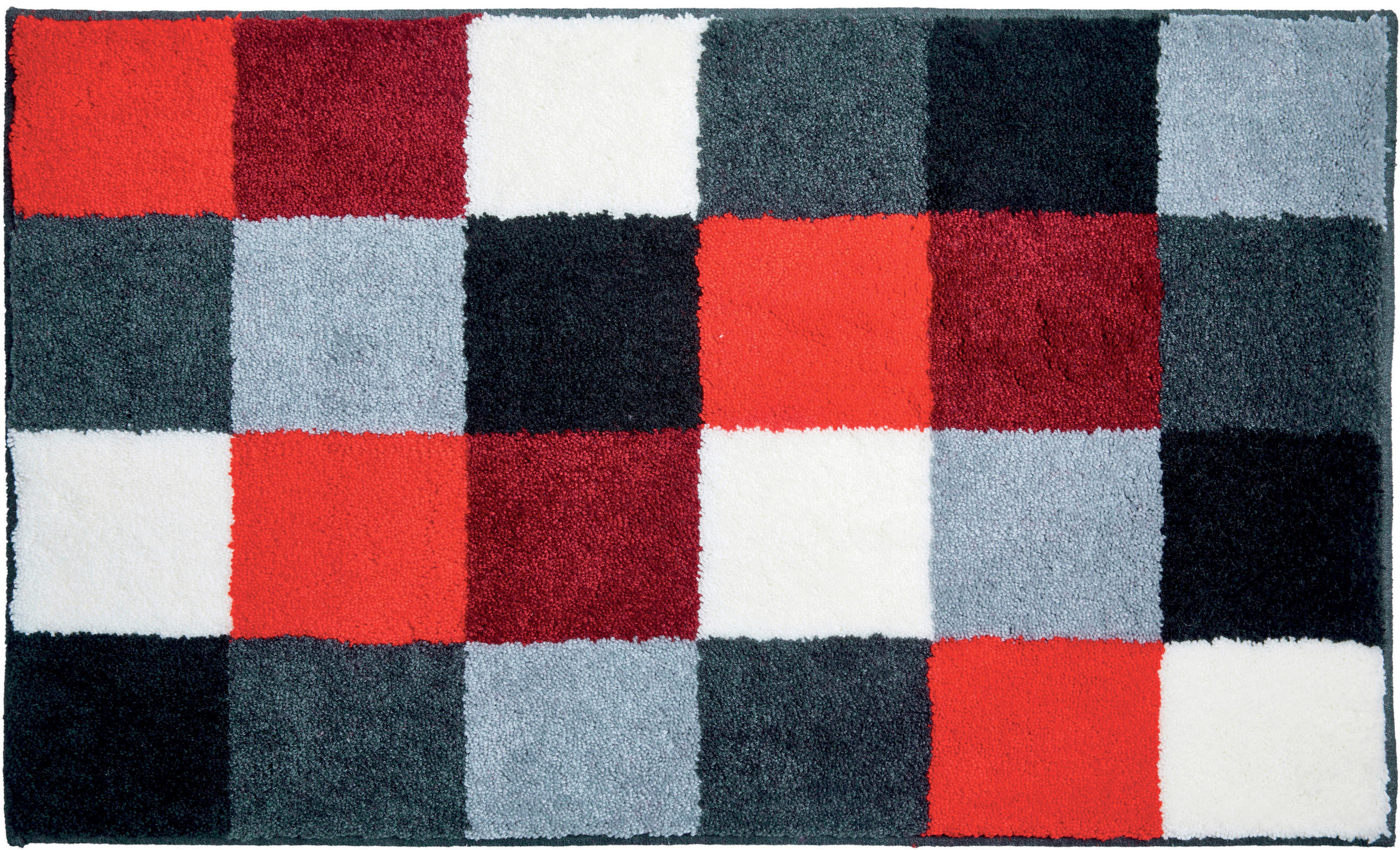 BADTEPPICH Bona Rot, Schwarz, Weiß 70/120 cm  - Rot/Schwarz, Basics, Kunststoff/Textil (70/120cm) - Grund