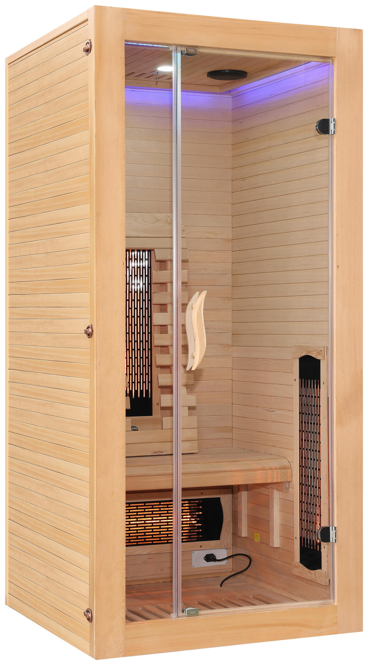 INFRAROTKABINE für 1 Personen  - Naturfarben, Basics, Glas/Holz (90/190/90cm) - Sanotechnik
