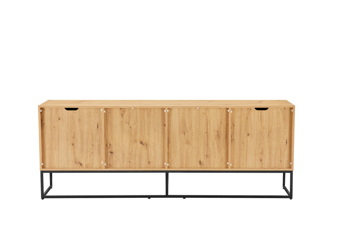 SIDEBOARD  213/80/40 cm 2 Schublade(n)  - Schwarz/Eiche Artisan, MODERN, Holzwerkstoff/Metall (213/80/40cm) - Xora