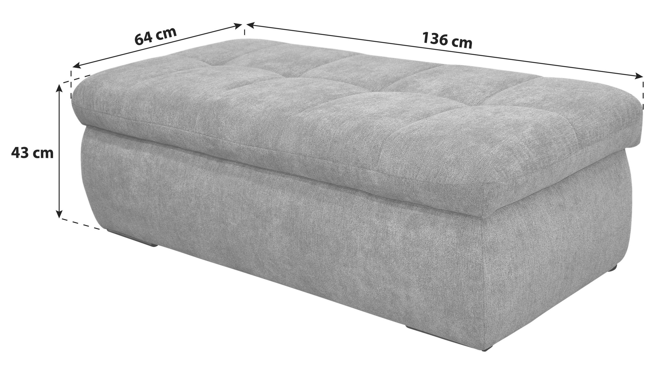 HOCKER Mikrofaser Dunkelgrau  - Chromfarben/Dunkelgrau, KONVENTIONELL, Textil/Metall (136/64/43cm) - MID.YOU