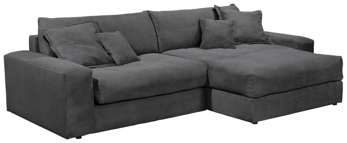 ECKSCHLAFSOFA  KAMIL Anthrazit Cord  - Anthrazit/Schwarz, MODERN, Kunststoff/Textil (180/297cm) - Livetastic