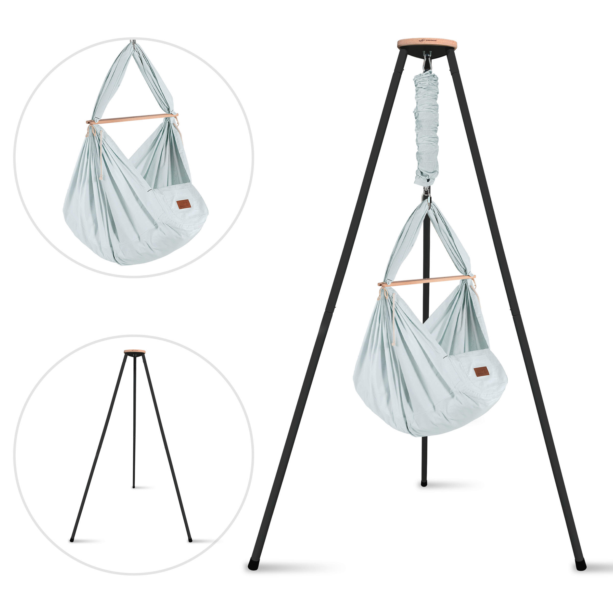 FEDERWIEGE BIO AIRGREY  Anthrazit, Hellgrau  - Anthrazit/Hellgrau, Basics, Kunststoff/Textil (135/194/135cm) - SCHMUSEWOLKE
