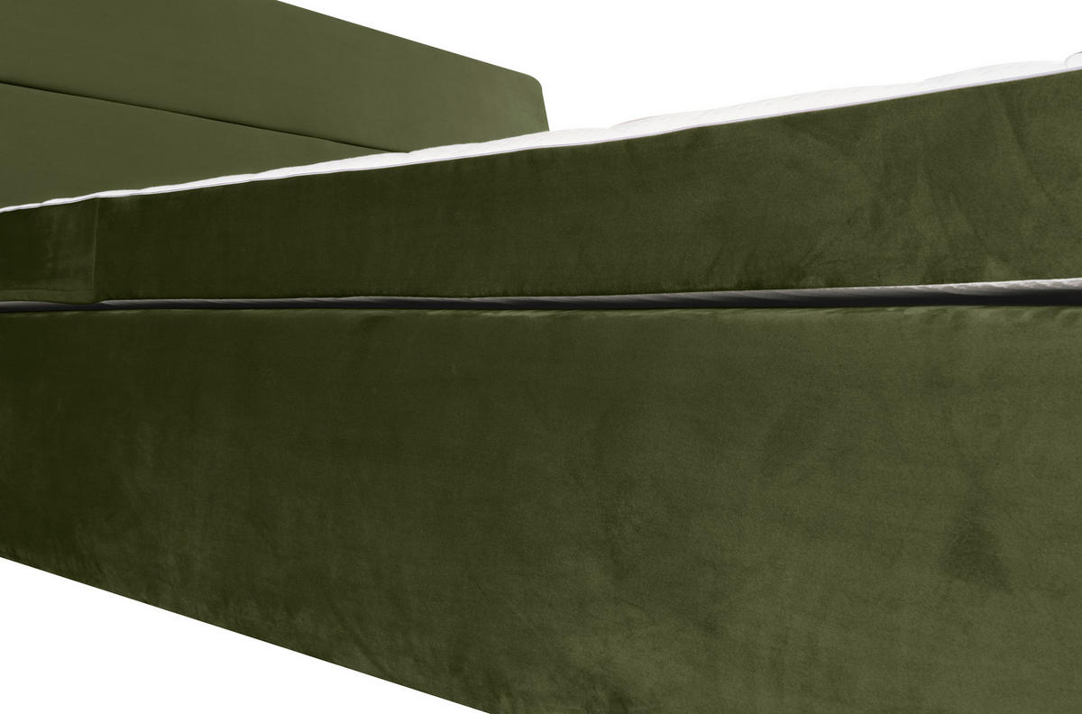 Boxspring 160X200 CM 160/200 cm  verde închis  - maro/verde închis, Modern, lemn/metal (160/200cm) - Voleo