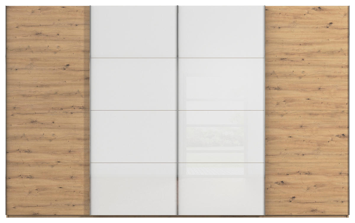 SCHWEBETÜRENSCHRANK 361/235/68 cm 4-türig  - Chromfarben, KONVENTIONELL, Glas/Holzwerkstoff (361/235/68cm) - Novel
