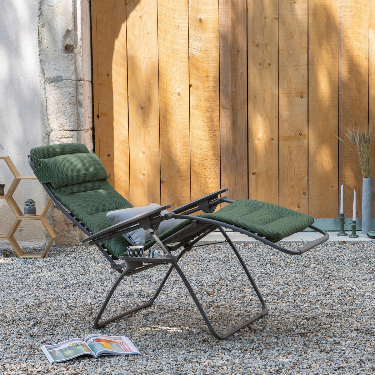 GARTEN-RELAXSESSEL Stahl  - Titanfarben/Olivgrün, Basics, Kunststoff/Textil (71/115/88cm) - Lafuma Mobilier