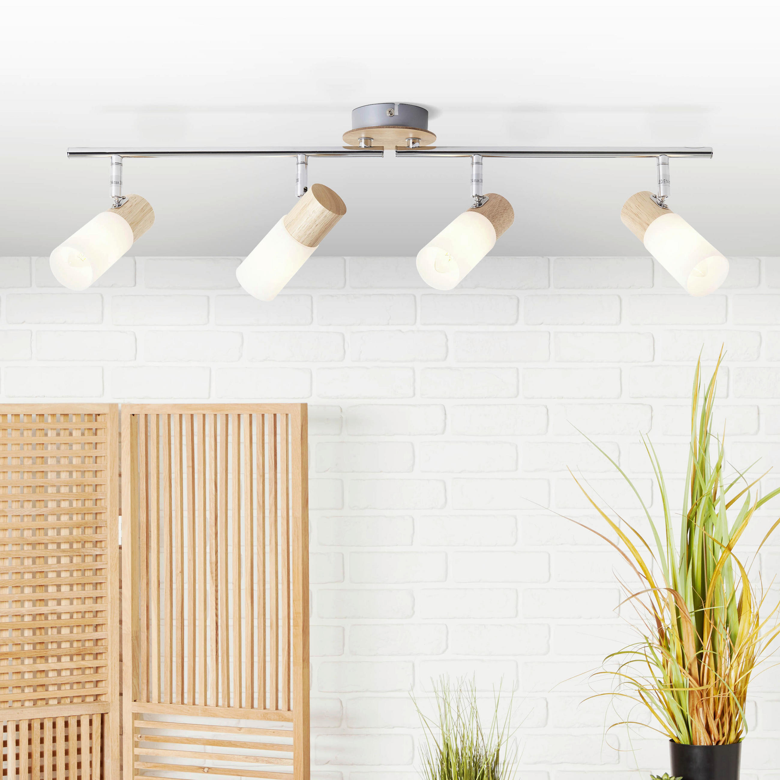 DECKENLEUCHTE    68/11,5/18 cm  - Weiss, Konventionell, Holz/Kunststoff (68/11,5/18cm) - Brilliant