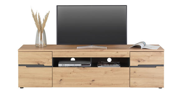 TV-ELEMENT Graphitfarben, Eiche Artisan  - Schwarz/Graphitfarben, Trend, Holzwerkstoff/Kunststoff (192/53/47cm) - Carryhome