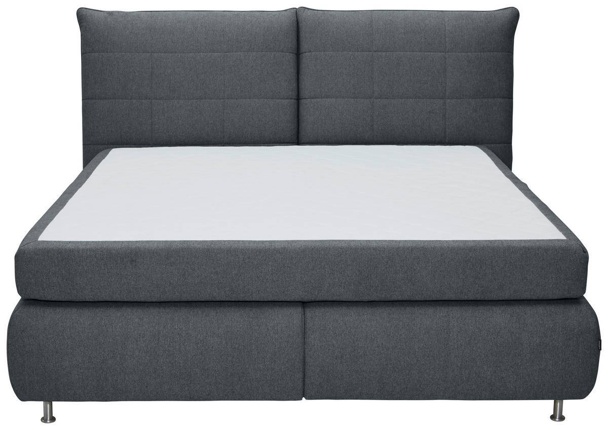 BOXSPRINGBETT 180/200 cm  in Dunkelgrau  - Edelstahlfarben/Dunkelgrau, Konventionell, Textil (180/200cm) - Dieter Knoll