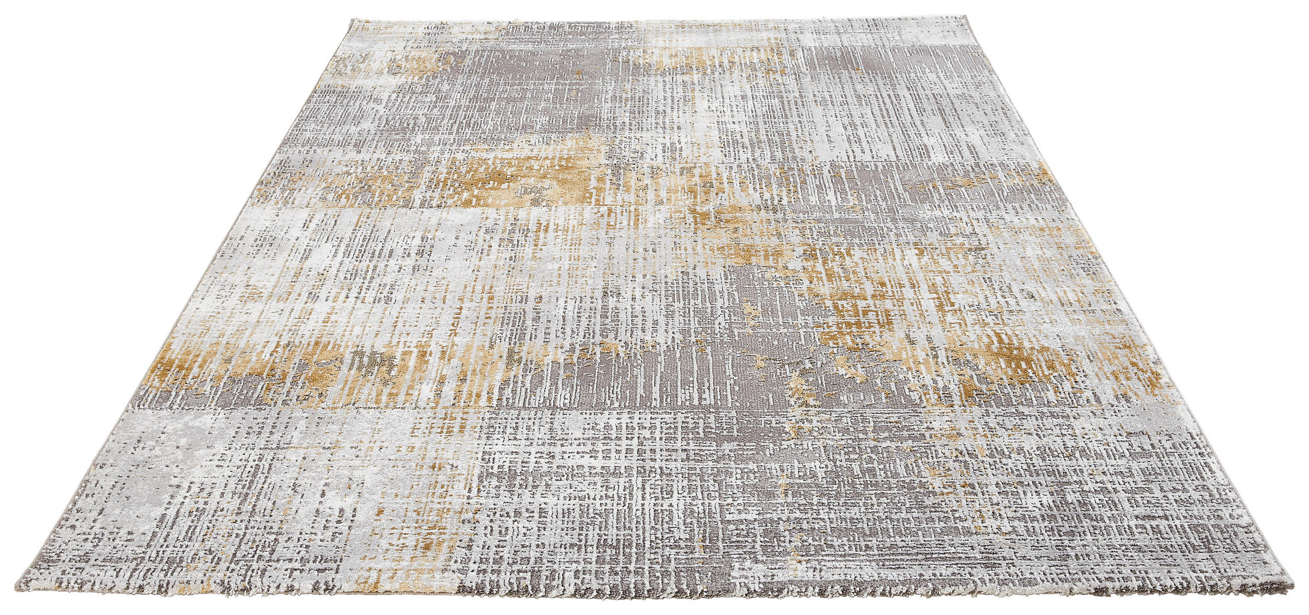 Thumbnail - Novel Vintage-Teppich, Gelb, Grau, Textil, Abstraktes, rechteckig, 80x150 cm, ISO 9001, Bsci, Oeko-Tex® Standard 100, st...