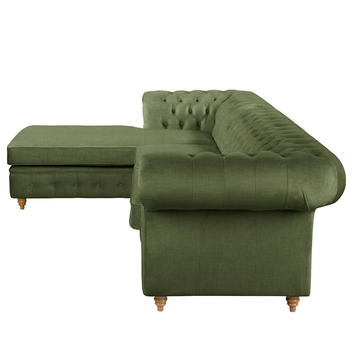 ECKSOFA Mikrofaser Dunkelgrün  - Dunkelgrün/Braun, Design, Holz/Textil (182/284cm) - P & B