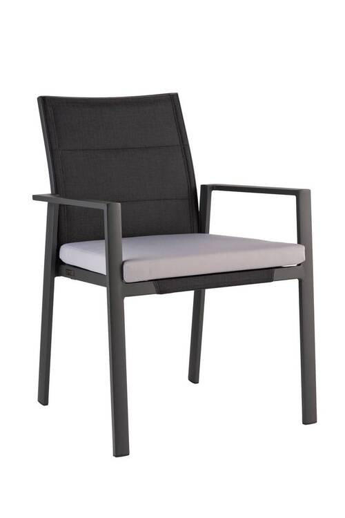 GARTENSTUHL Aluminium Anthrazit, Schwarz  - Anthrazit/Schwarz, Basics, Textil/Metall (62/86/61cm)