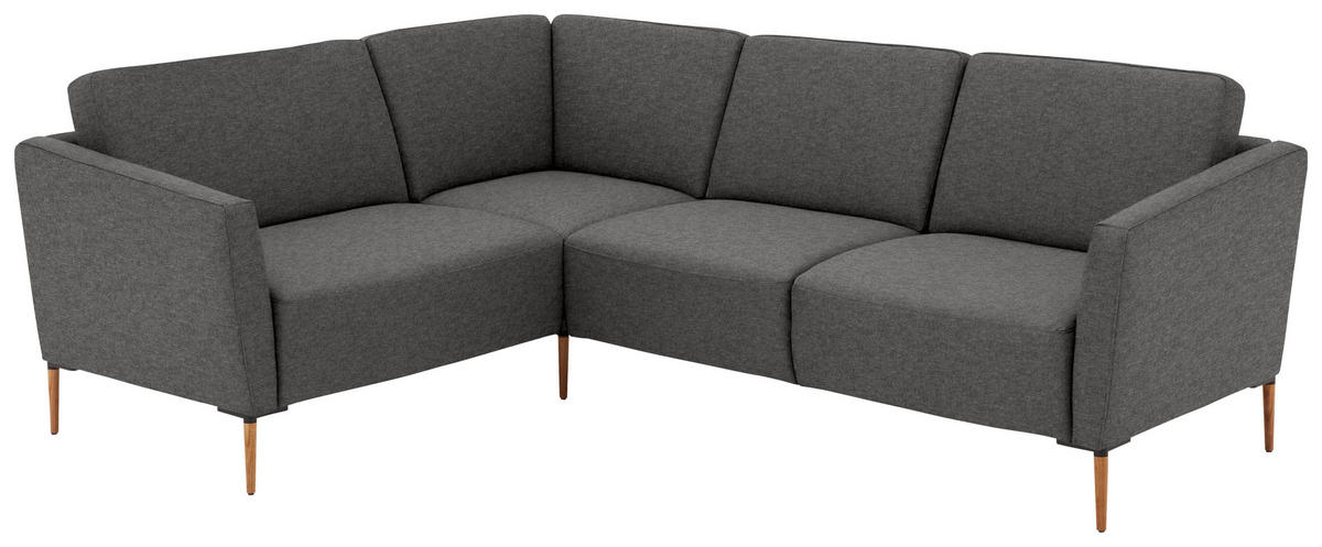 ECKSOFA  in Flachgewebe Anthrazit Rücken echt  189/236 cm  - Eichefarben/Anthrazit, Design, Holz/Textil (189/236cm) - Valnatura