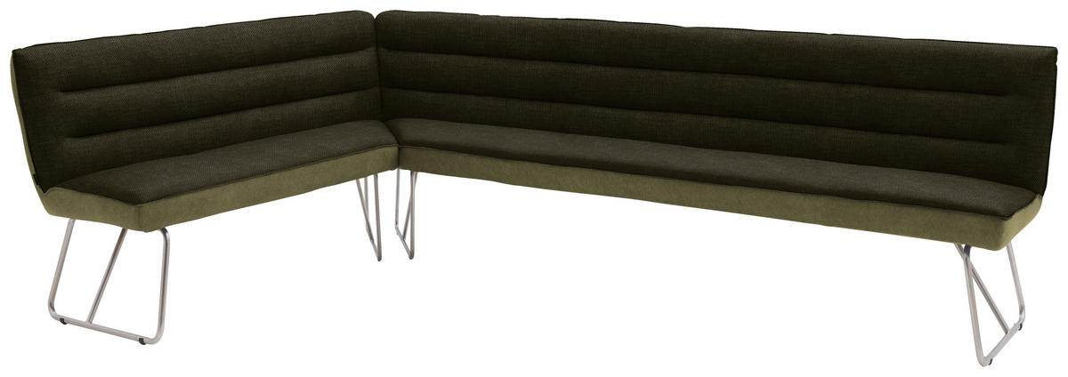 ECKBANK in Metall, Textil Grün, Edelstahlfarben  - Edelstahlfarben/Grün, Design, Textil/Metall (174/274cm) - Dieter Knoll