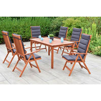 GARTENTISCHGRUPPE  - Eukalyptusholzfarben/Grau, KONVENTIONELL, Holz/Textil - Gardenson