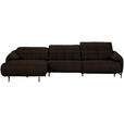 ECKSOFA in Echtleder Dunkelbraun  165/313 cm  - Dunkelbraun/Schwarz, Design, Leder/Metall (165/313cm) - Emilio Belluti