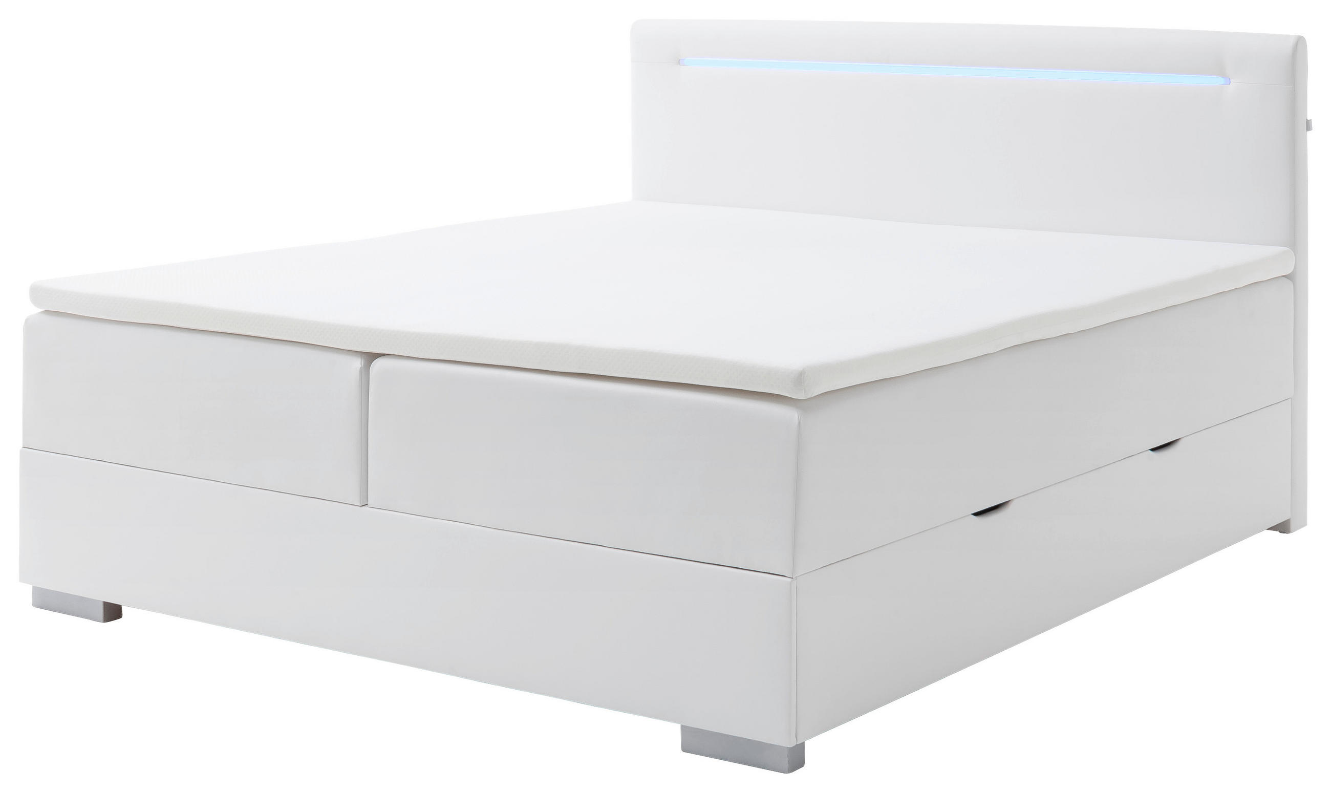 BOXBETT 180/200 cm  in Weiß  - Edelstahlfarben/Weiß, MODERN, Kunststoff/Textil (180/200cm) - Livetastic