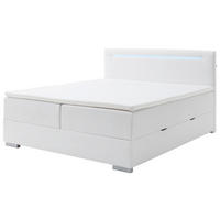 BOXBETT 180/200 cm  in Weiß  - Edelstahlfarben/Weiß, MODERN, Kunststoff/Textil (180/200cm) - Livetastic