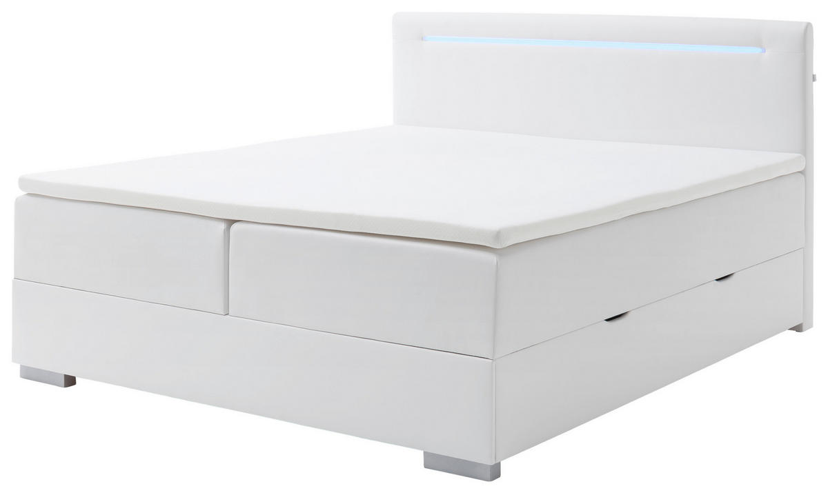 BOXBETT 180/200 cm  in Weiß  - Edelstahlfarben/Weiß, MODERN, Kunststoff/Textil (180/200cm) - Livetastic
