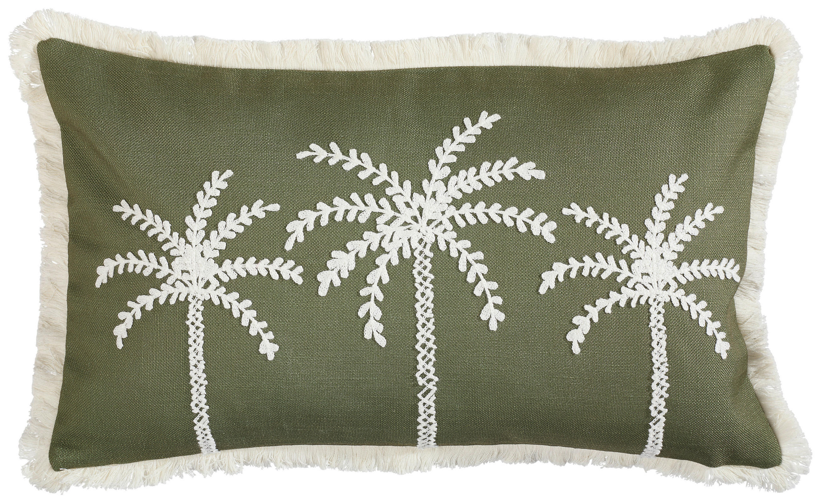 OUTDOOR-KISSENHÜLLE 40/60 cm  - Weiß/Olivgrün, Textil (40/60cm) - Ambia Garden