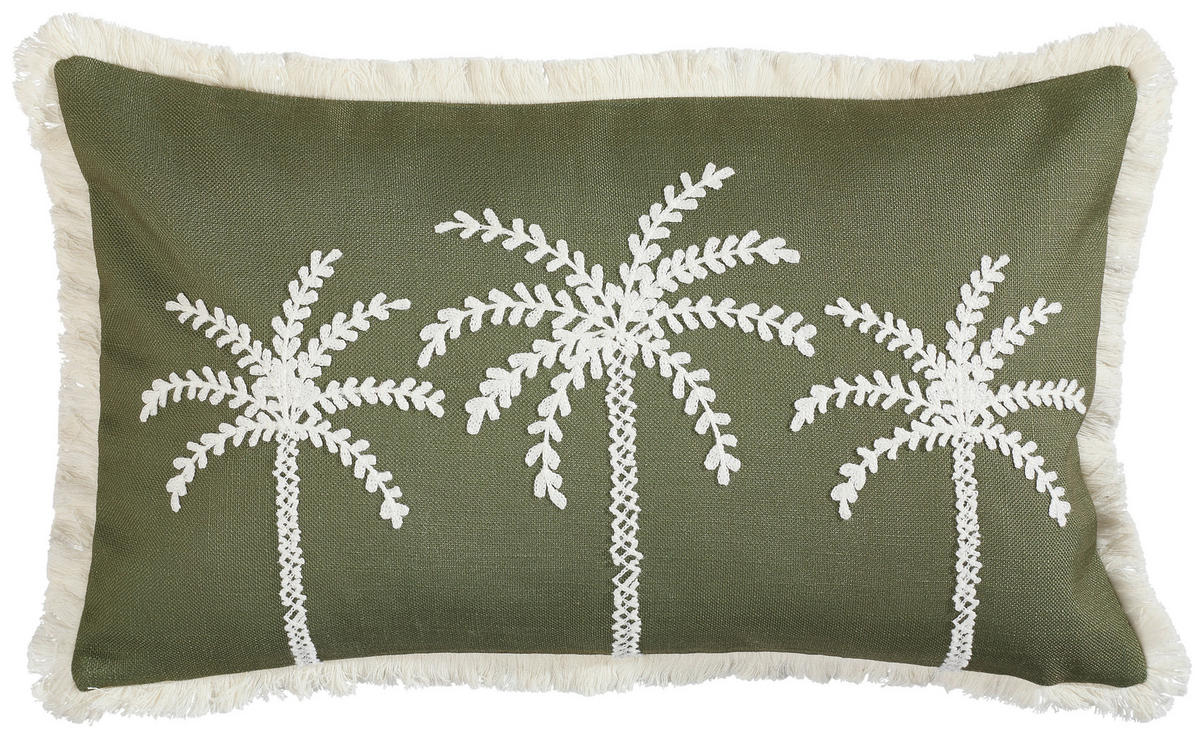 OUTDOOR-KISSENHÜLLE 40/60 cm  - Weiß/Olivgrün, Textil (40/60cm) - Ambia Garden