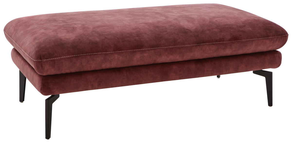 3-SITZER-SOFA in Velours Dunkelrot  - Beige/Schwarz, Design, Textil/Metall (222/89/104cm) - Dieter Knoll