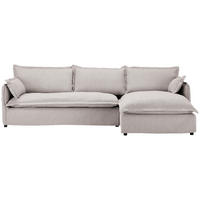 HUSSEN-ECKSOFA in Flachgewebe, Bouclé Beige  - Beige/Schwarz, Trend, Textil/Metall (295/165cm) - Livetastic