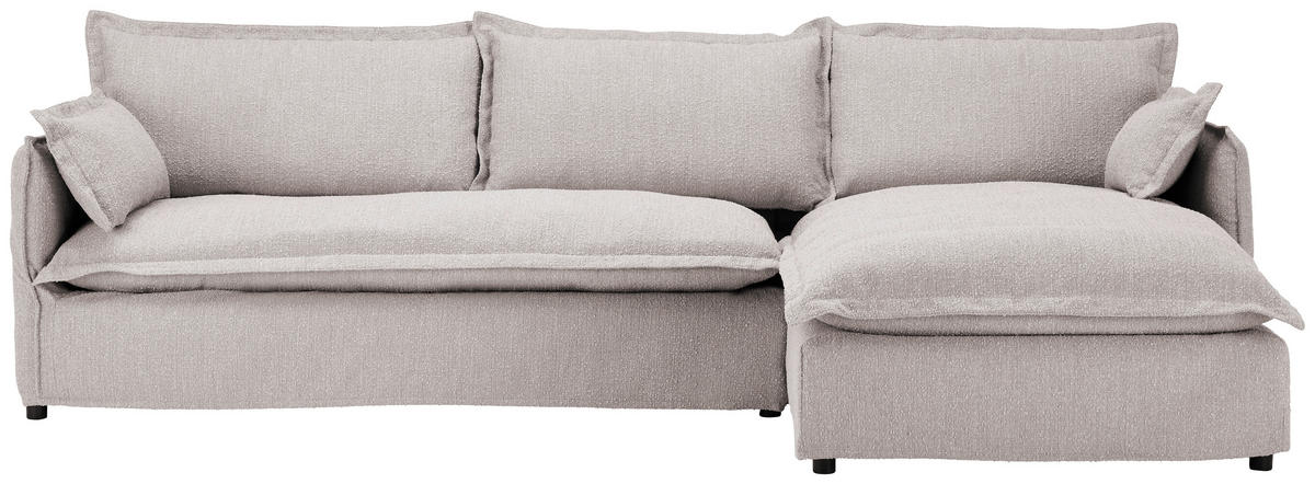 HUSSEN-ECKSOFA in Flachgewebe, Bouclé Beige  - Beige/Schwarz, Trend, Textil/Metall (295/165cm) - Livetastic
