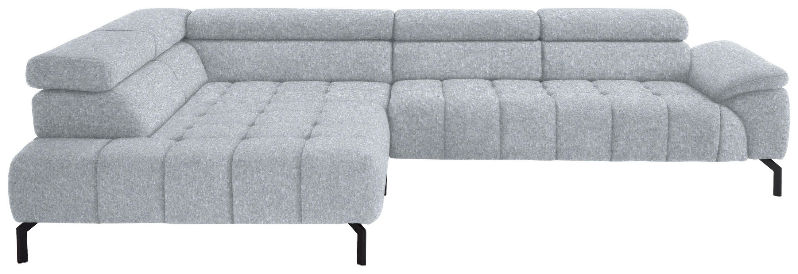 ECKSOFA in Chenille Hellgrau  222/323 cm  - Hellgrau/Schwarz, Design, Textil/Metall (222/323cm) - Beldomo Style