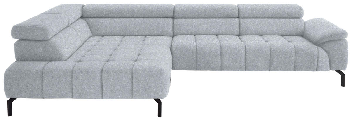 ECKSOFA in Chenille Hellgrau  222/323 cm  - Hellgrau/Schwarz, Design, Textil/Metall (222/323cm) - Beldomo Style