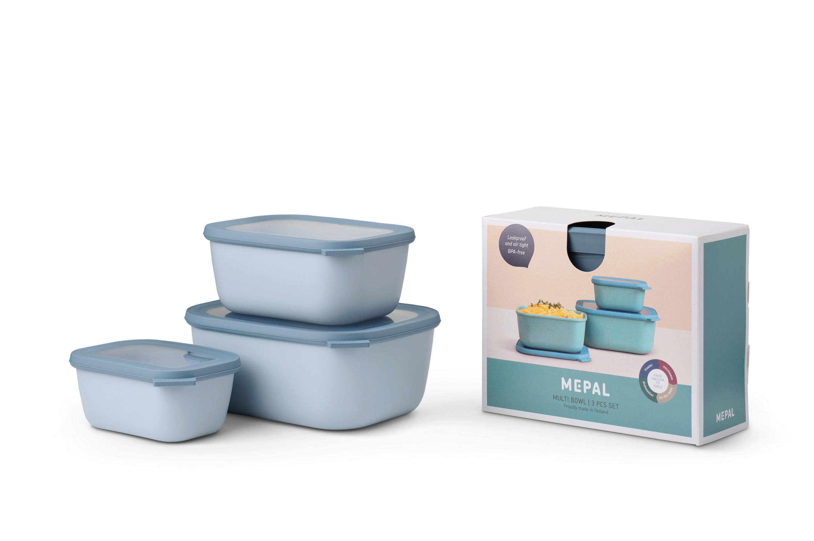 VORRATSDOSENSET 3-teilig  - Blau, Basics, Kunststoff (25,0/20,0/15cm) - Mepal
