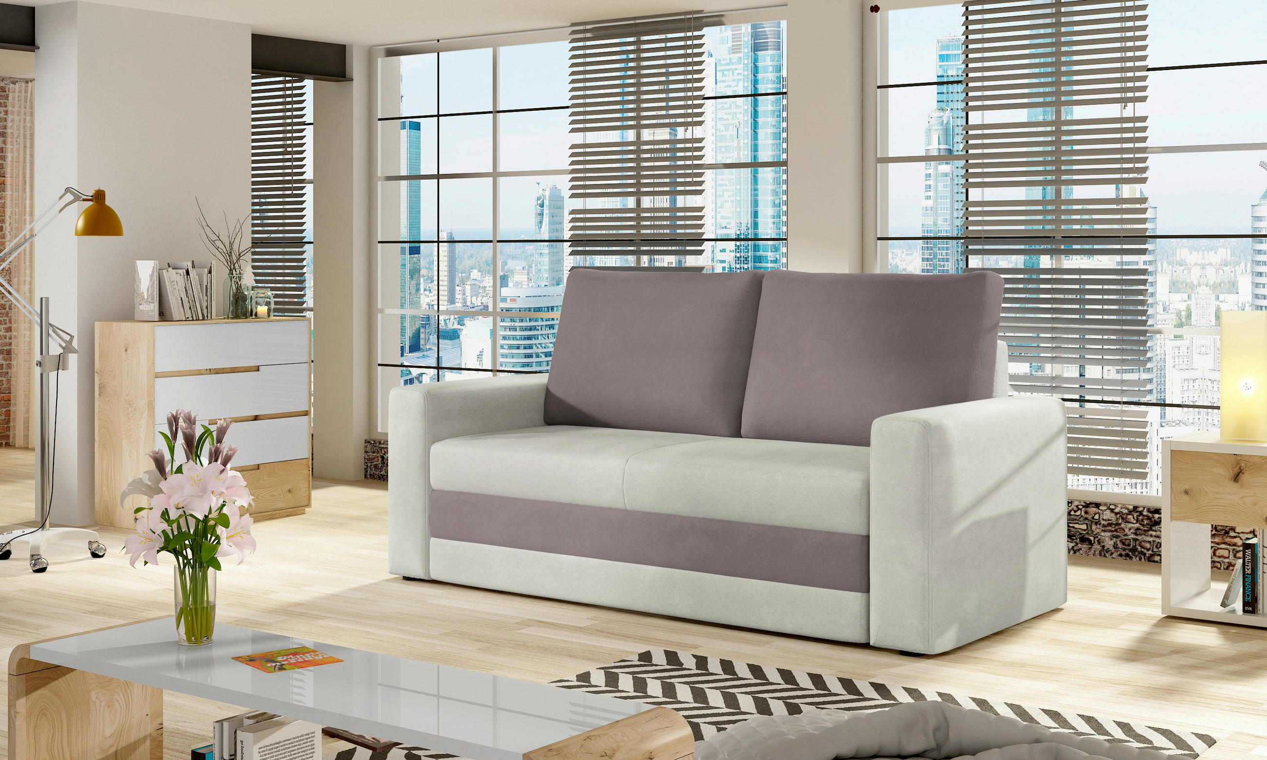 ZOFA S POSTELJNO FUNKCIJO,  krem barve tekstil  - črna/krem barve, Design, umetna masa/tekstil (150/90/90cm) - MID.YOU