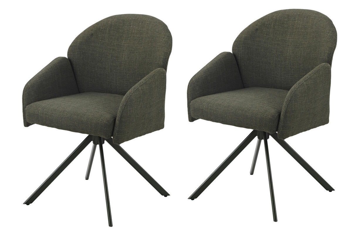 ARMLEHNSTUHL-SET 2 Stück  in Webstoff  - Grün, MODERN, Textil (56,5/84/61cm) - MID.YOU