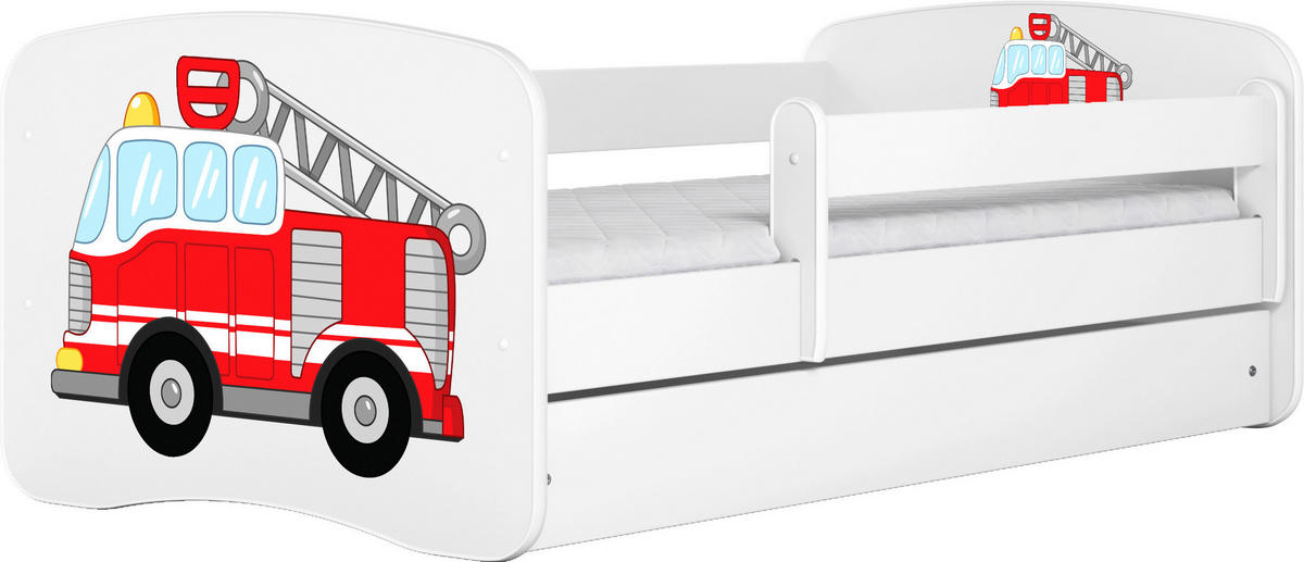 KINDER-/JUNIORBETT 80/160 cm  in Weiß  - Birkefarben/Rot, MODERN, Holz/Holzwerkstoff (80/160cm) - MID.YOU