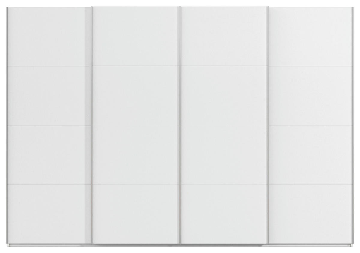SCHWEBETÜRENSCHRANK 322/223/68 cm 4-türig Weiß  - Alufarben/Weiß, Basics, Holzwerkstoff/Metall (322/223/68cm) - Novel