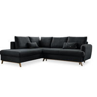 ECKSOFA in Chenille Dunkelgrau  - Dunkelgrau/Naturfarben, Holz/Textil (202/242cm) - MID.YOU